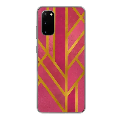 Produktbild von MuchoWow® Handyhülle Schutzhülle Hülle für Samsung Galaxy S20 Gold - Rosa - Geometrisch Silikon Softcase Handy Hülle - Bild