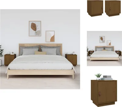 Immagine prodotto di vidaXL Comodini 2 pz. Marrone miele 40x34x45 cm pino massiccio - Comodini