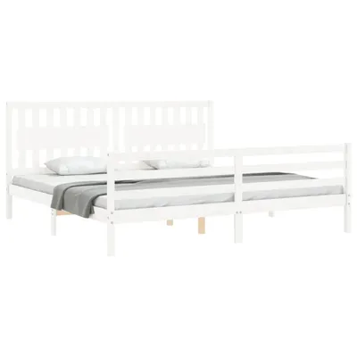 Produktbild von vidaXL Massivholzbett mit Kopfteil Weiß 200x200 cm