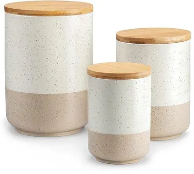 Produktbild von Keramische Keukenvoorraadpotten, 2200 ml / 1120 ml / 550 ml, Lüftedichte Dämpfe, beige