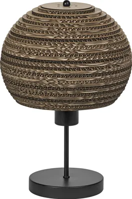 Obrázek produktu pro Stolní lampa OSRAM Decor Cardboard Ball hnědá z vlnité lepenky, lehká, E27, průměr 260 mm, stínítko z recyklovaného materiálu, udržitelná díky vyměnitelnému světelnému zdroji, snadná instalace