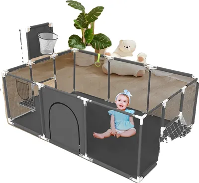 Productafbeelding van Baby speelplaats, veilige speelzone, eenvoudige montage, grijs