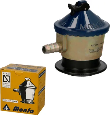 Immagine prodotto di Regolatore di gas butano Monfa (50 gr./cm2) Gas Artichoke, regolatore di gas butano. Pressione 50 mbar. Portata 2,5 kg/ora