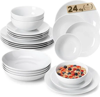 Obrázok produktu pre Súprava riadu Malacasa Amelia pre 6 osôb 24-dielna z prvotriedneho porcelánu