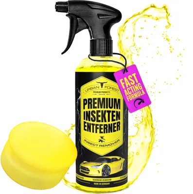 Produktbild von Sparset Auto Insektenentferner + Schwamm zur Reinigung | Premium Insekten Entferner extra stark mit Tiefenwirkung von URBAN Forest 500ml
