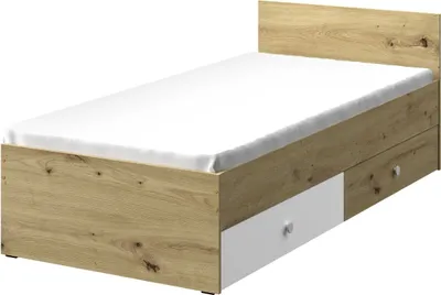 Produktbild von Minio, Bett "Nantes" 90x200 cm, ohne Matratze, Artisan Eiche/Weiss Matt Farbe