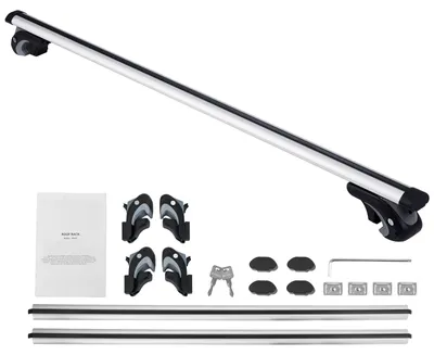 Image de Support de toit - Barres de toit - Rail de toit - Porte-bagages - Support de toit pour voiture - Aluminium, 120 cm - Capacité de charge : 90 kg