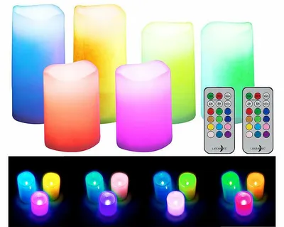 Image de 6 bougies LED RVB télécommandées avec luminosité variable et minuterie