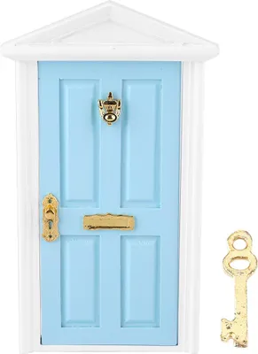 Immagine prodotto di 1:12 Casa delle bambole Miniature Porta di legno Bambini Divertimento Giocattolo Regalo Decorazione (Blu)