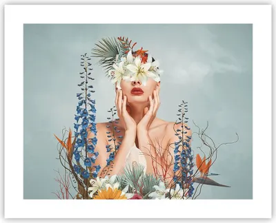 Produktbild von Poster - Poster ohne Rahmen - Surreal Frau Blumen - 50x40 cm - Wand Bild - Wanddeko - Wandbilder - Kunstposter - Wandposter - Bilder - Kunstdruck - Wanddekoration - Wandbild - P2XAA50x40-4818