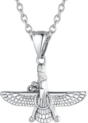 Zdjęcie produktu dla U7 Faravahar Wisiorek Naszyjnik ze stali nierdzewnej Zoroastrianizm Amulet Mężczyźni Perski