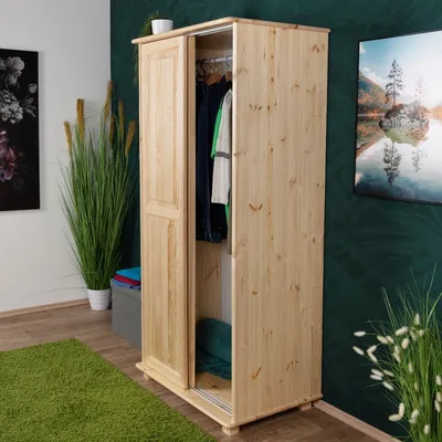 Produktbild von Kleiderschrank Holz natur 014 - Abmessung 190 x 90 x 60 cm (H x B x T)