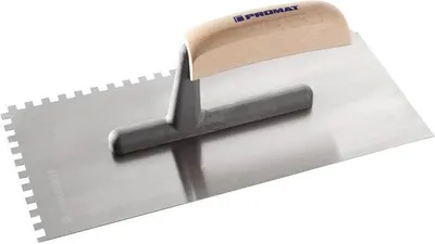 Produktbild von Glättekelle L.280mm B.130mm Zahn 6x6 gehärtet,m.H-Heft STA S.0,7mm PROMAT