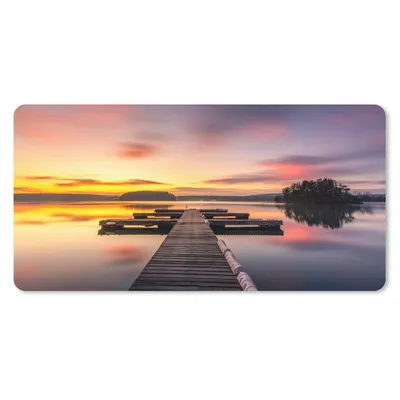 Produktbild von MuchoWow® Mauspad Mousepad Steg - Sonnenuntergang - Wasser - Meer - Spiegelung 60x30 cm - Mousepads - Maus Mat - Pad - Mausunterlage - Nachhaltig