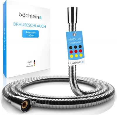 Produktbild von Bächlein Edelstahl 304 Brauseschlauch in 1,6m Länge mit doppelten Verdrehschutz, flexibler und knickfester Duschschlauch -  Germany, universelles G 1/2” Anschlussmaß