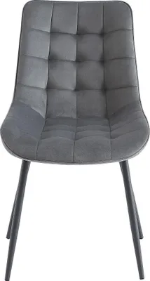 Produktbild von Polsterstuhl 2er-Set - Samt & schwarzes Metall - Grau - OLLUA