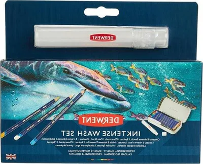 Produktbild von Aquarell Stifte Set 8 Wasserfarbe Buntstifte Spritzpinsel Wasserbürste