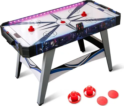 Produktbild von GOPLUS 137 cm Air Hockey Tisch, Hockey Spieltisch mit LED Elektronischer Punkteanzeige & Lichtern, Tischhockey mit 2 Pucks, 2 Schiebern, für Büro