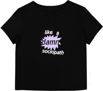 Obrázek produktu pro Olivia Rodrigo - Krátký top "Like A Damn Sociopath" pro ženy RO10617 (L) (Black)