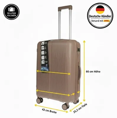 Produktbild von Großer L Koffer Herren Damen Volumen 70 Liter Reisekoffer Hartschalenkoffer Reisen Zahlenschloss Grau