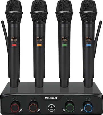 Produktbild von 4-Kanal-Funkmikrofonsystem – Funkmikrofonsatz – 4 Handmikrofone – Karaoke-Mikrofonsatz