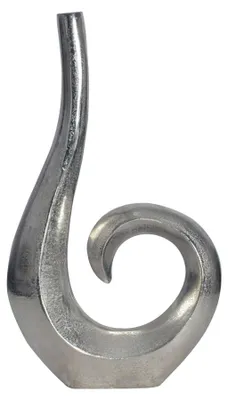 Image de WOHNLING Vase décoratif 47 cm aluminium argent Spirale Vase de fleurs Moderne Petit vase décoratif Extravagant pour fleurs Vase de table en aluminium Décoration de table