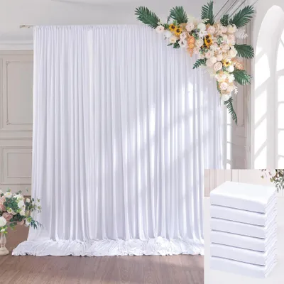 Productafbeelding van Solidchoice - 9x3m Witte Achtergrond Gordijn voor Bruiloften en Feesten
