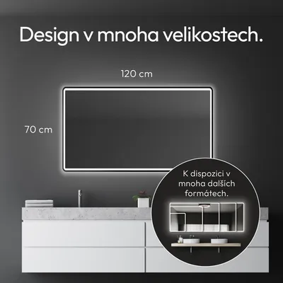 Obrázek produktu pro LED koupelnové zrcadlo TALOS black Moon 120x70 cm - koupelnové zrcadlo s osvětlením - vhodné do vlhké vody díky hliníkovému rámu - barva světla neutrální bílá