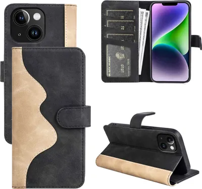 Image de Étui de protection en simili cuir noir pour Apple iPhone 15