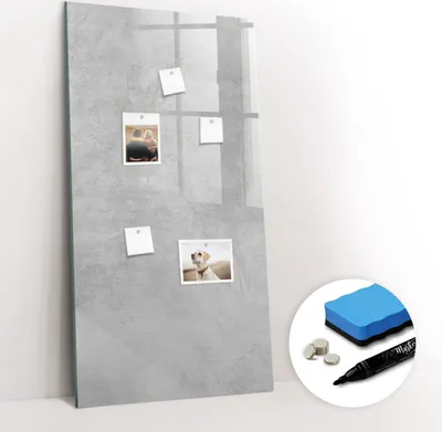 Produktbild von Magnetpinnwand Memoboard - Zubehörsatz - Schwarzer Marker + Schwamm + Magnete - 60 x 120 cm - Leichter Beton
