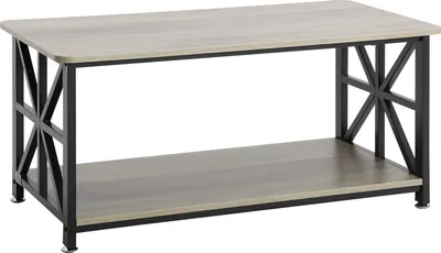 Produktbild von SucceBuy 40" Farmhouse Couchtisch, rechteckig, rustikaler Cocktailtisch aus Holz mit offenem Staufach für Wohnzimmer, Schlafzimmer, Apartment, Studio, Braun & Schwarz