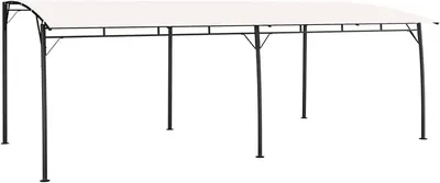 Productafbeelding van Tuinzonwering, pergola, 6x3x2,55 meter, met een crème-witte polyesterkap en een gepoedercoat stalen frame, geschikt voor terras en tuin