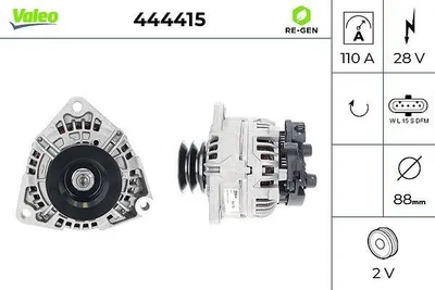 Produktbild von VALEO 444415 Lichtmaschine Generator LiMa 110A 28V