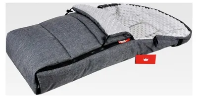 Produktbild von Fußsack 90 cm MINKY für Kinderwagen, Buggy und Babyschale, Thermo + Muff Handmuff Winterfußsack (Grau + Minky Grau)