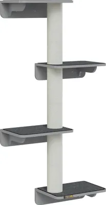 Produktbild von PawHut drapak ścienny dla kota drapak ścienny dla kota meble na ścianę zabawa wspinaczka dla kotów montaż na ścianie drewno jasnoszary+beżowy 66 x 28 x 137 cm