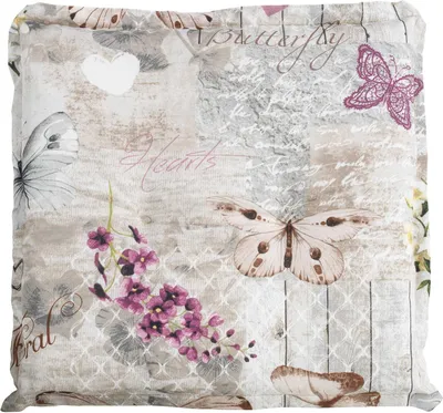 Produktbild von Hockerauflage - Beige - 50 x 50 cm - mit Schmetterlingen