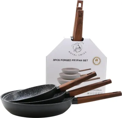Produktbild von Bratpfannenset 3-teilig – Marmorbeschichtung  Induktion  Alle Herdarten  20/24/28 cm  alle Herdarten Royal Swiss