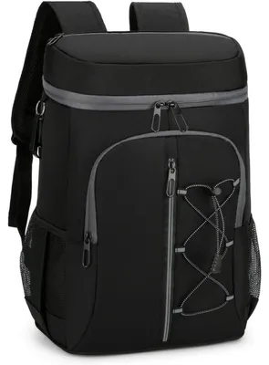 Productafbeelding van Koeltas 28 liter, picknickrugzak, waterdicht, met flessenopener, geschikt voor uitstapjes, kamperen, strand, zwart