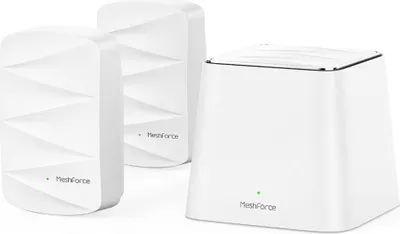 Produktbild von Meshforce M3 Mesh WLAN System, Mesh-Router für Drahtloses Internet, Abdeckung des gesamten Hauses bis zu 410 m2 (6+Zimmer), WiFi-Router-Ersatz, Kindersicherung, Plug-in-Entwurf (1 WLAN Point & 2 Dots)