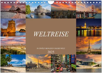 Produktbild von Weltreise - In zwölf Monaten um die Welt (Wandkalender 2025 DIN A4 quer), CALVENDO Monatskalender
