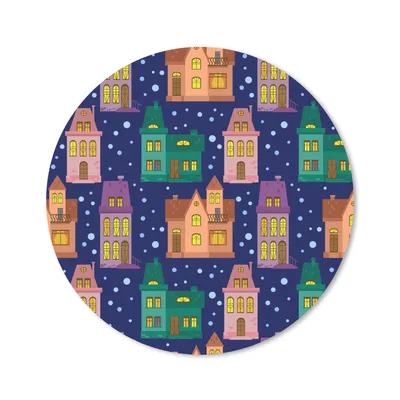 Produktbild von MuchoWow® Mauspad Mousepad Winter - Muster - Haus 20x20 cm - Mousepads - Maus Mat - Pad - Mausunterlage - Schreibtischmatte