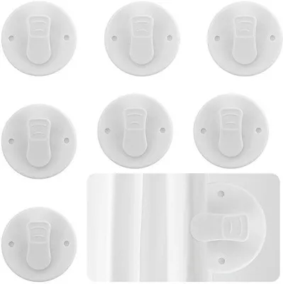 Produktbild von Duschvorhang-Set - 7 Stücke - weiße Clips - 5,5 cm