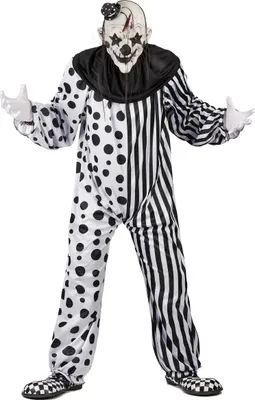 Produktbild von Horror-Clownkostüm für Herren Halloween-Kostüm schwarz-weiss - L