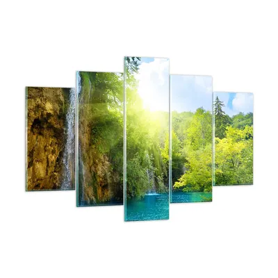 Produktbild von Bilder auf glas - Wasserfall Forrest Himmel - 150x100cm - Glasbilder - Wandbilder - Kunstdruck - zum Aufhängen bereit - Wanddekoration aus Glas - Glas Bilder - Wandbild auf Glas - GEA150x100-0157