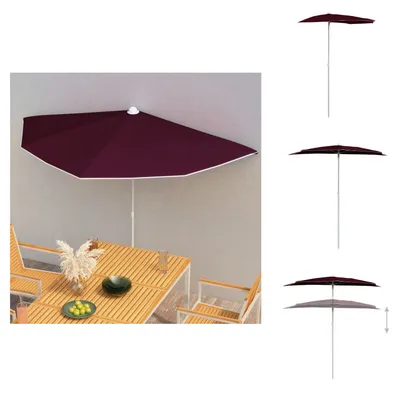 Image de vidaXL Demi-parasol avec mât 180x90 cm rouge bordeaux - Parasols & ombrelles