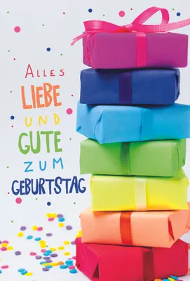 Produktbild von Geburtstag Alles Liebe Geschenkestapel Glückwunschkarte mit Umschlag