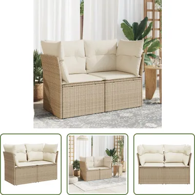 Immagine prodotto di The Living Store Divano da giardino con cuscini a 2 posti in Poly Rattan beige