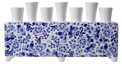 Immagine prodotto di Heinen Delfts Blauw – Vaso rettangolare in porcellana blu di Delft, decorato con tulipani
