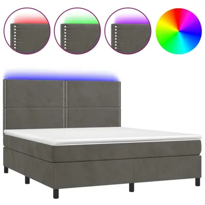 Productafbeelding van vidaXL Boxspringbed met matras en LED-verlichting, donkergrijs, 160x200 cm, fluweel