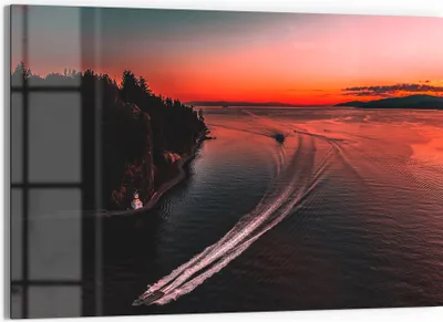 Produktbild von DEQORI Glasbild Echtglas 90x60 cm 'Farben der Abenddämmerung' Wandbild Bild modern Deko